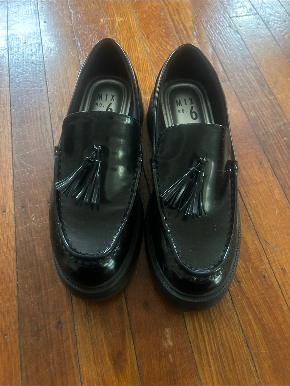 Mix No. 6 Black Patent Tassel Slip-On Loafers
